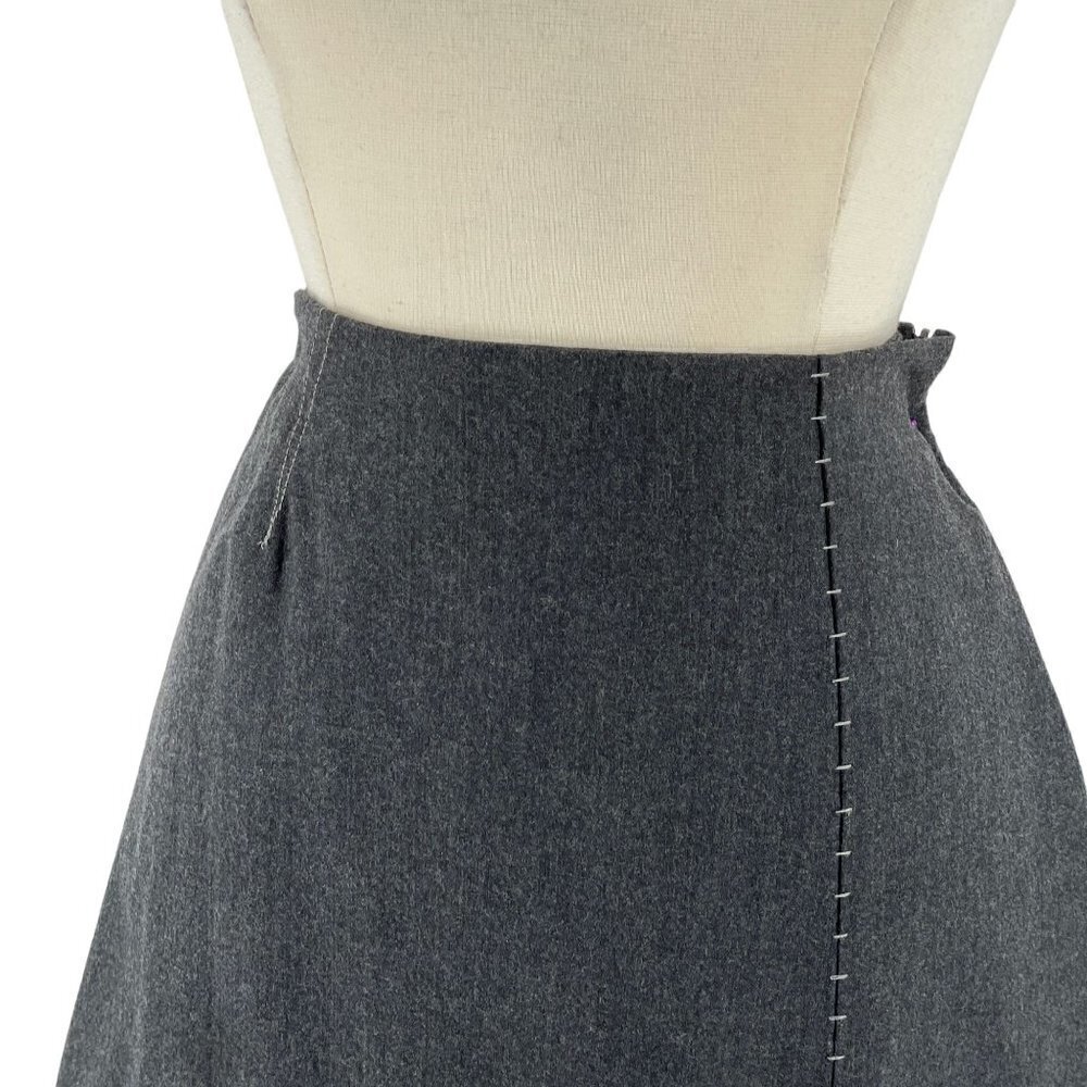 Crea Concept Paris Tulip Hem Layered Grey Wool Designer Midi Skirt 40/M/US 8 - Picture 5 of 10